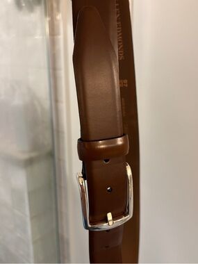 Allen Edmonds Brown Leather Men’s Belt with Silver Buckle
